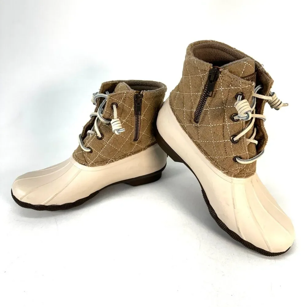 Sperry Saltwater Rain Boots Women’s Size 7 Quilted Wool Oyster Shoes STS97563F